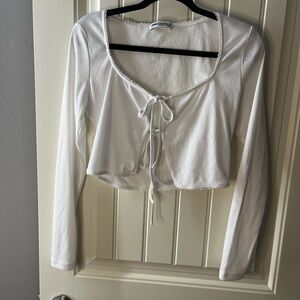Princess Polly White Tie-Front Crop Top